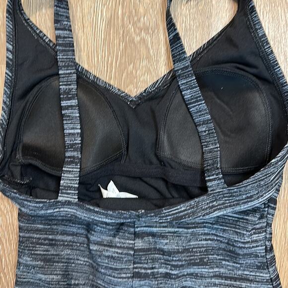 Speedo One Piece V-Neck Swimsuit Black & Grey Heathered Size 6 Ruched - Picture 5 of 6